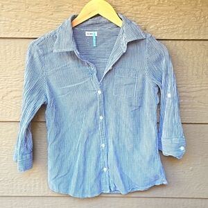 Old Navy 3/4-Sleeve Crinkled Gingham Shirt button down S